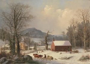 Rote Schule Landszene, 1858 von George Henry Durrie
