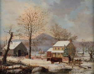 Winterszene, 1830-60 von George Henry Durrie