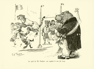 Der Fuß von M Panthere plattete die Nase des Wolfs