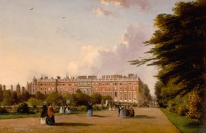 Ansicht der Südfront des Hampton Court Palace vom Broad Walk, ca. 1827-49 von George Hilditch