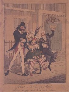 Fledermaus, Katze und Matte, oder Wie glücklich könnte ich mit beiden sein - satirische Gravur, veröffentlicht von G. Humphrey