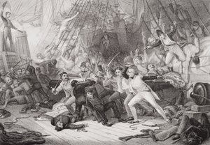 Nelson besteigt die San Josef in der Schlacht von St. Vincent, 14. Februar 1797, aus 