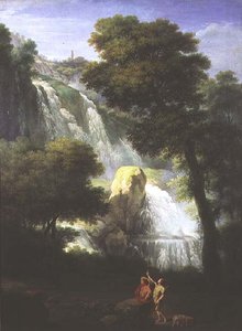 Ansicht der Wasserfälle von Terni mit klassischen Figuren im Vordergrund von George Knapton