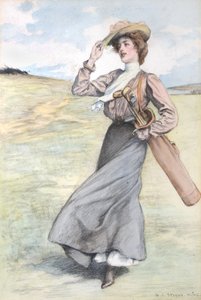 Dame beim Golfspielen