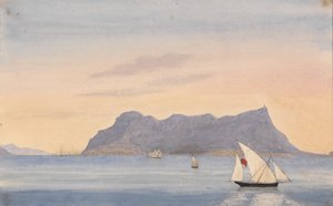 Der Felsen von Gibraltar von Algeciras (Spanien) von George Lothian Hall