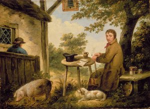Porträt des Künstlers vor dem Bell Inn