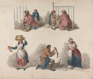 Satz von fünf: Fünf Studien von Hausierern von George Morland