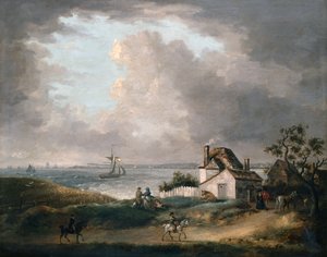 Weymouth Bay mit einem entfernten Blick auf den Hafen und Portland Bill von George Morland