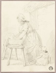 Frau beim Wäschewaschen von George Morland
