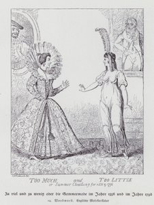 Zu viel und zu wenig, Sommerkleidung für 1556 und 1796 (Lithografie)