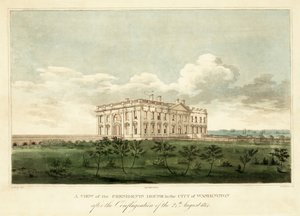 Ein Blick auf das Präsidentenhaus in der Stadt Washington nach dem Brand vom 24. August 1814