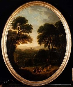 Waldlandschaft mit Bauern und Vieh auf einem Pfad von George Mullins