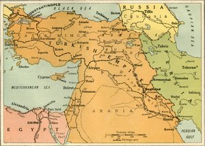 Karte zur Veranschaulichung der mesopotamischen Expedition, 1919