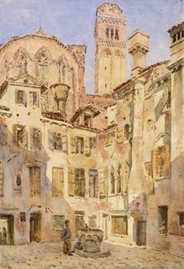 Die Kirche der Frari, Venedig, vom Campiello San Rocco, 1854