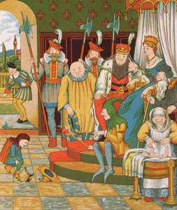 Rumpelstilzchen kommt, um das erstgeborene Kind der Prinzessin als Belohnung zu fordern, 1882