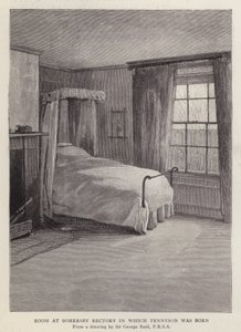 Zimmer im Somersby Rectory, Lincolnshire, in dem der englische Dichter Alfred, Lord Tennyson 1809 geboren wurde