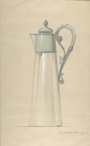 Entwurf für Glas- und Silberwasserkrug mit Deckel