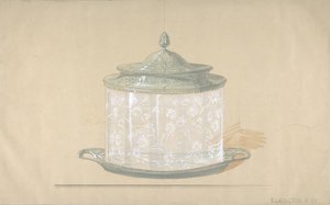 Entwurf für eine Glasbox mit Silberbasis und Deckel, 1820-65.