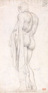 Rückansicht einer stehenden klassischen männlichen Figur von George Romney