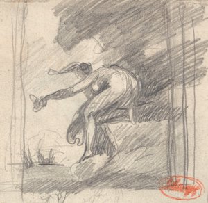 Weibliche Figur, kniend auf einem Vorgebirge, winkend von George Romney