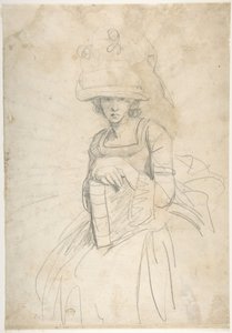 Dame mit einem Buch (recto); Plan zur Platzierung von Farben auf einer Palette (verso) von George Romney