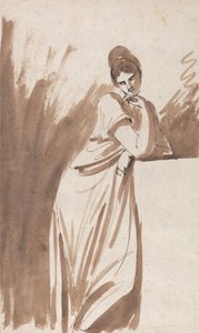 Dame, die sich auf ein Postament lehnt (Möglicherweise eine Skizze für "Miss Woodley")