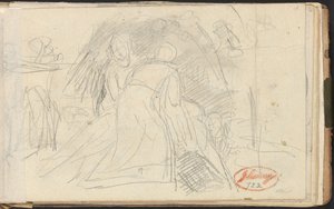 Zwei Figuren heben eine liegende Figur von George Romney