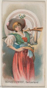 Schützenfest, Schweiz, aus der Feiertagsserie N80 für Duke-Zigaretten, 1890 von George S. Harris and Sons