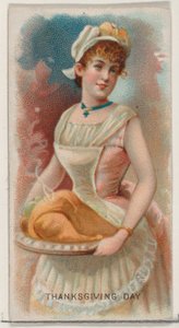 Thanksgiving Day, Vereinigte Staaten, aus der Feiertagsserie N80 für Duke-Zigarettenmarke, 1890 von George S. Harris and Sons