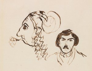 Selbstporträt mit Porträt von Delacroix, um 1845