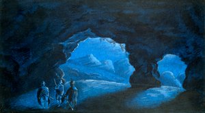 Drei Personen in einer Höhle in den Bergen, 1825