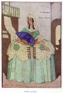 Die Duenna von Sheridan: Donna Louisa (Farblithografie) von George Sheringham