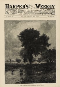Rinder im Teich (Eine Sommerlandschaft) von George Snr. Inness