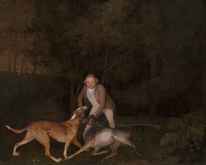 Freeman, der Wildhüter des Earl of Clarendon, mit einem sterbenden Reh und einem Hund