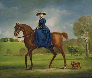 Die Gräfin von Coningsby im Kostüm der Charlton Jagd, ca. 1760 von George Stubbs