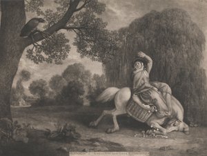 Die Frau des Bauern und der Rabe, graviert vom Künstler, veröffentlicht 1788 von George Stubbs