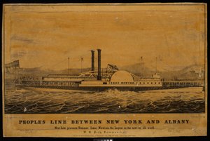 Peoples Line zwischen New York und Albany. Neuer Niederdruckdampfer Isaac Newton, der größte in der neuen oder alten Welt