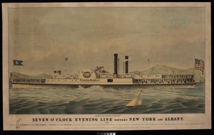 Sieben-Uhr-Abendlinie zwischen New York und Albany, Direkt: Die Dampfschiffe Knickerbocker und Rochester von George T. (after) Sanford