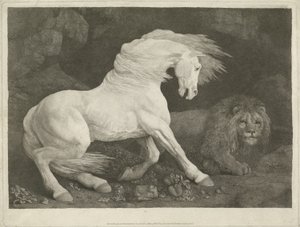 Das Pferd und der Löwe, 1770 (Mezzotinto) von George Townley Stubbs