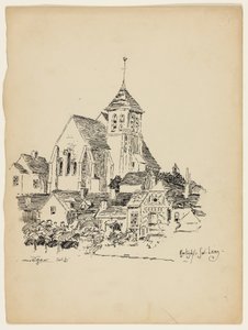 Kirche in Montigny-Sur-Loing, Frankreich, Reiseskizze