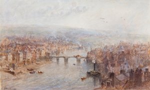Whitby und der Fluss Esk an einem grauen Tag von George Weatherill
