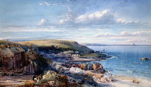Ein Fischerdorf in Mounts Bay (Mousehole), 1860 von George Wolfe