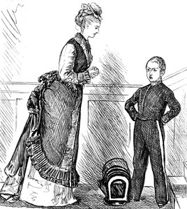Eine Mutter diszipliniert ihr unartiges Kind von George du Maurier