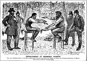 George du Maurier Karikatur über die Wiederbelebung des Mesmerismus. Aus Punch, London, 4. Dezember 1883 von George du Maurier