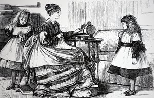 Nähmaschine in einem bürgerlichen Haushalt von George du Maurier