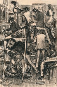 Lackiertag an der Royal Academy, 1877 von George du Maurier