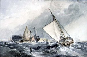 Alte Kriegsschiffe vor Anker: Boote im Sturm von George the Elder Chambers