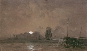 Sunderland Hafen: Mondlicht, 19. Jahrhundert von George the Elder Chambers