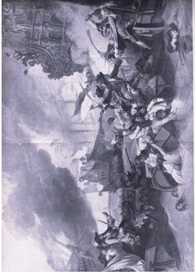 Die Schlacht von La Hogue, 23.-24. Mai 1692: Zerstörung der französischen Flotte, Illustration aus Britische Schlachten zu Land und zu Wasser, 1915