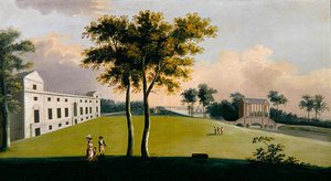 Die Südfront von Wilton House und die Palladianische Brücke im Osten, Salisbury